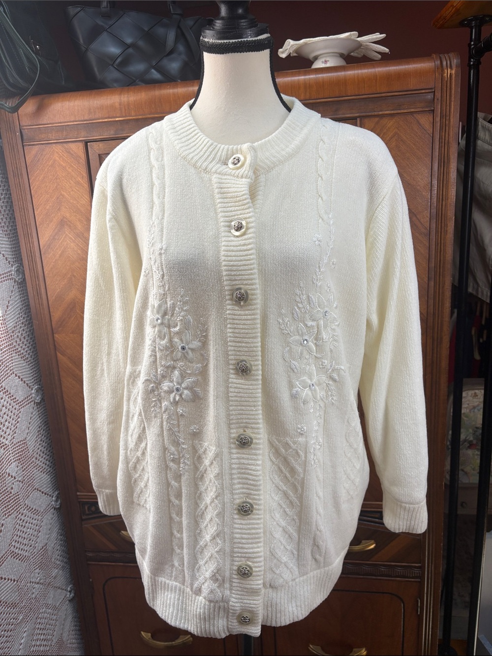D&D Collection Embroidered Longline Cardigan